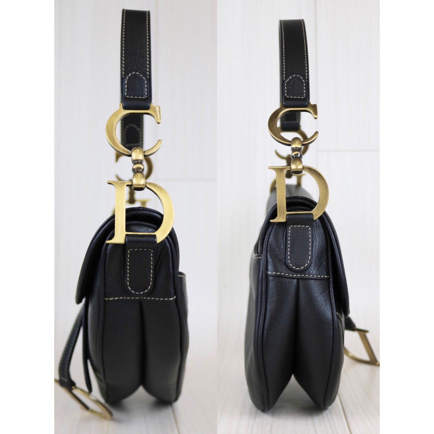 Rank A | Dior Trotter Saddle Bag Black Shoulder Bag|052804