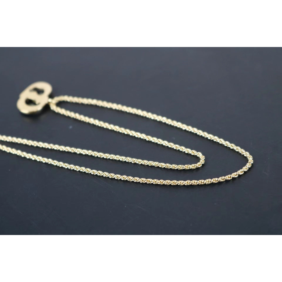 Rank A | Dior Earring Necklace Set Gold|061705