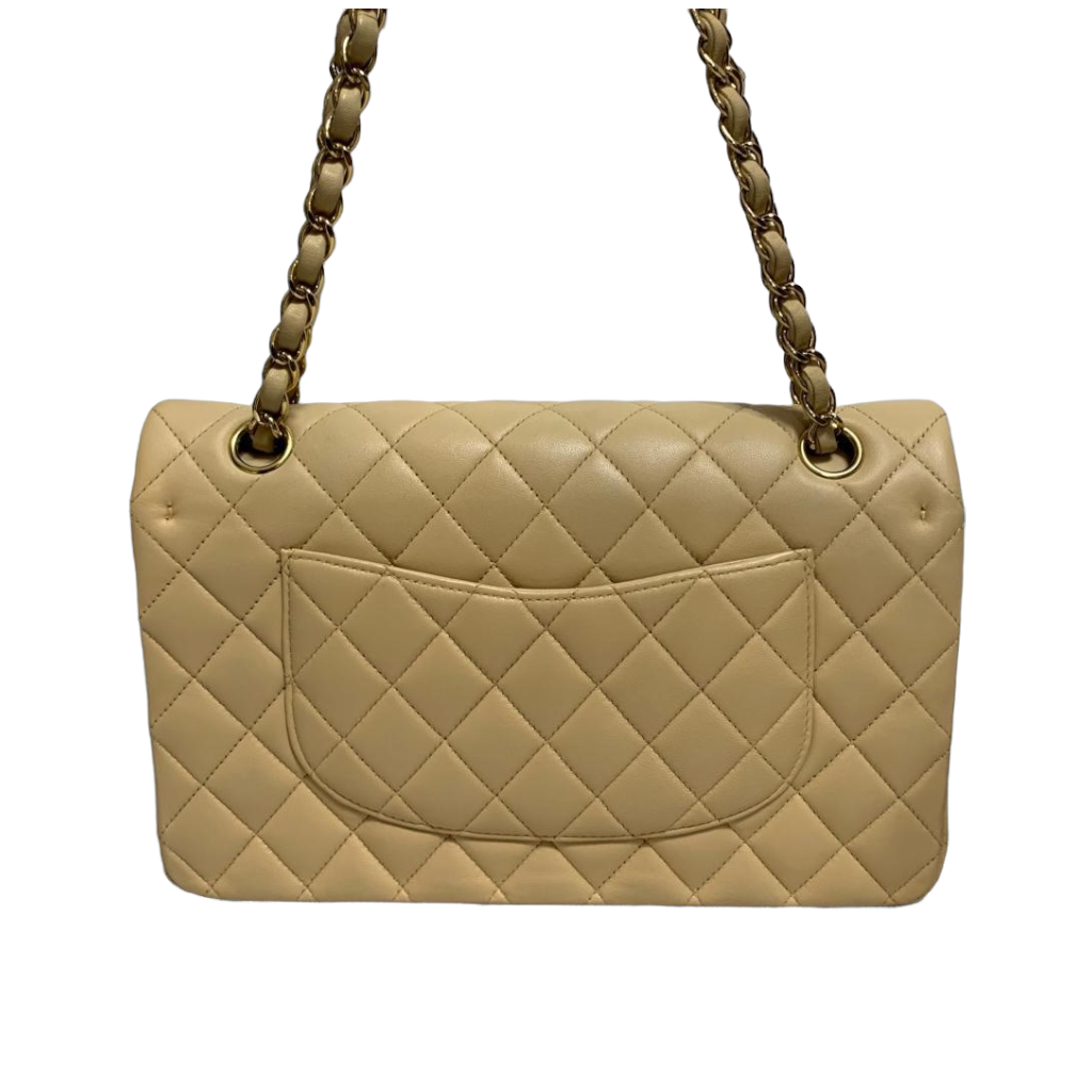 Classic Flap Medium Lambskin Beige GHW