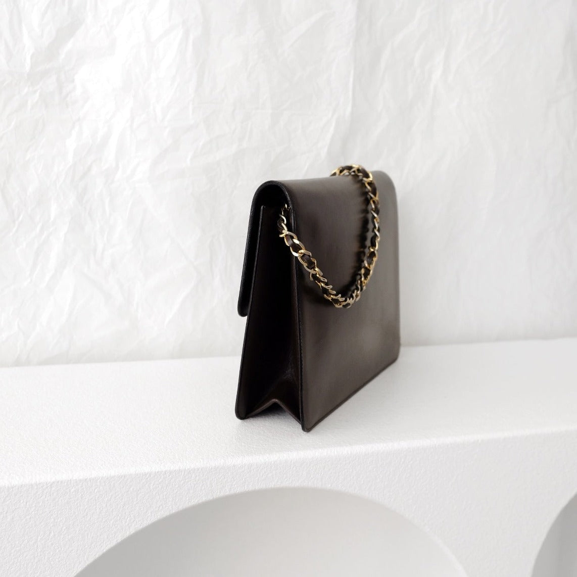 Chanel vintage box leather flap chain bag