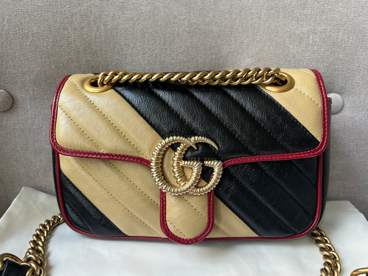Gucci GG Tricolour Marmont Mini Shoulder Bag