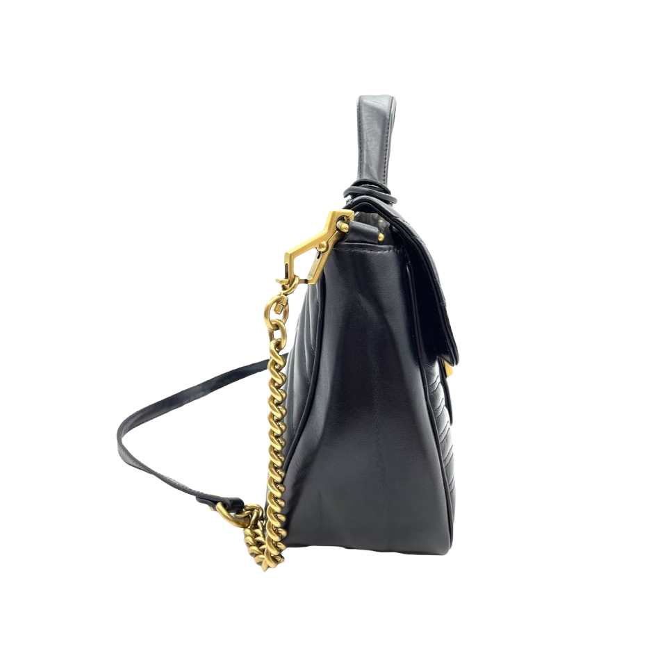 Gucci Medium GG Marmont Matelasse Top Handle Black GHW