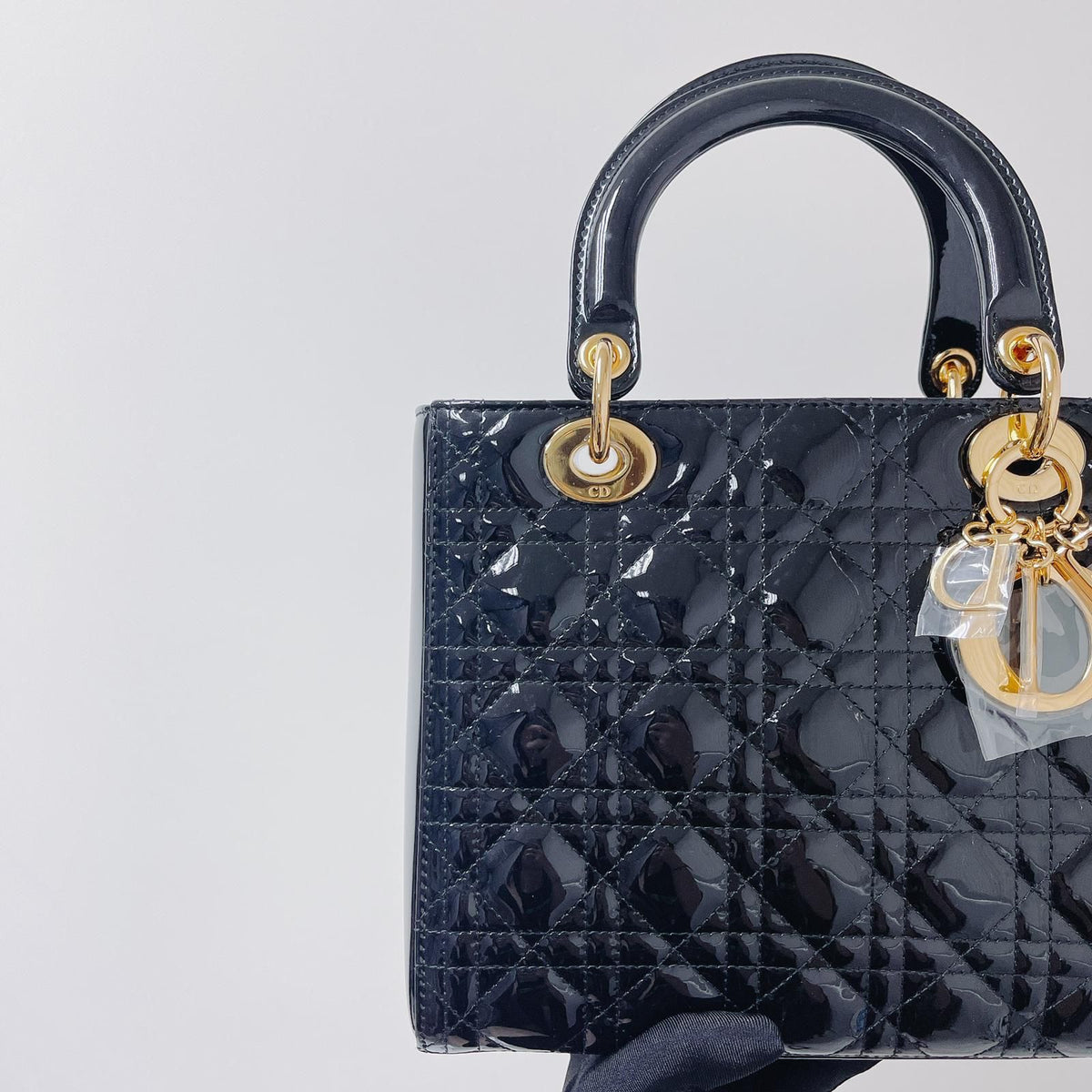 Lady Dior Patent Medium Black GHW