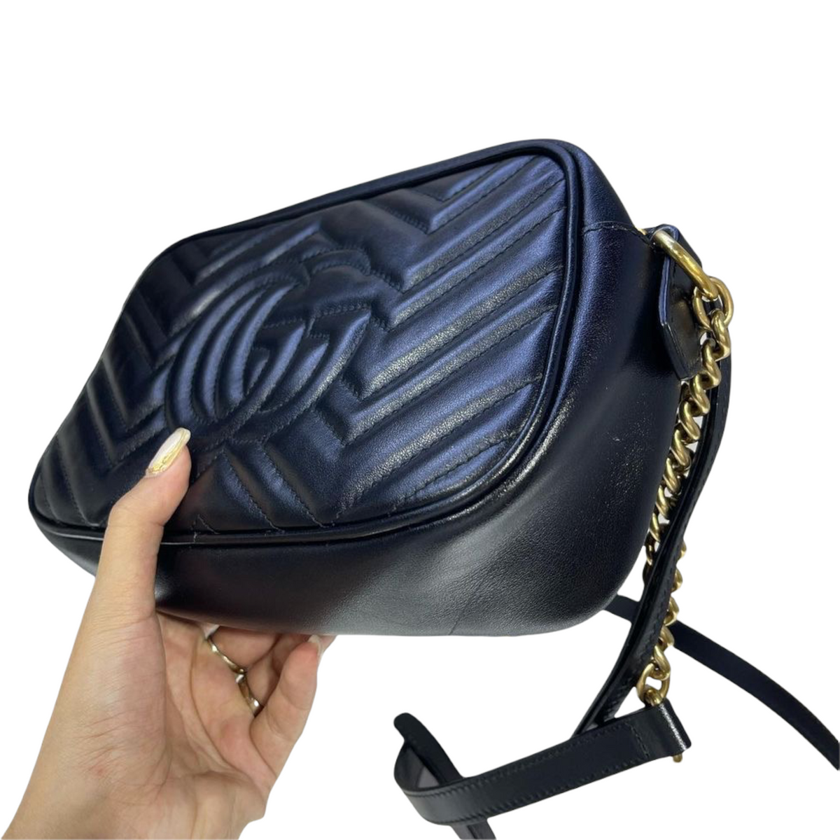 Gucci Marmont Leather Camera Small Black GHW