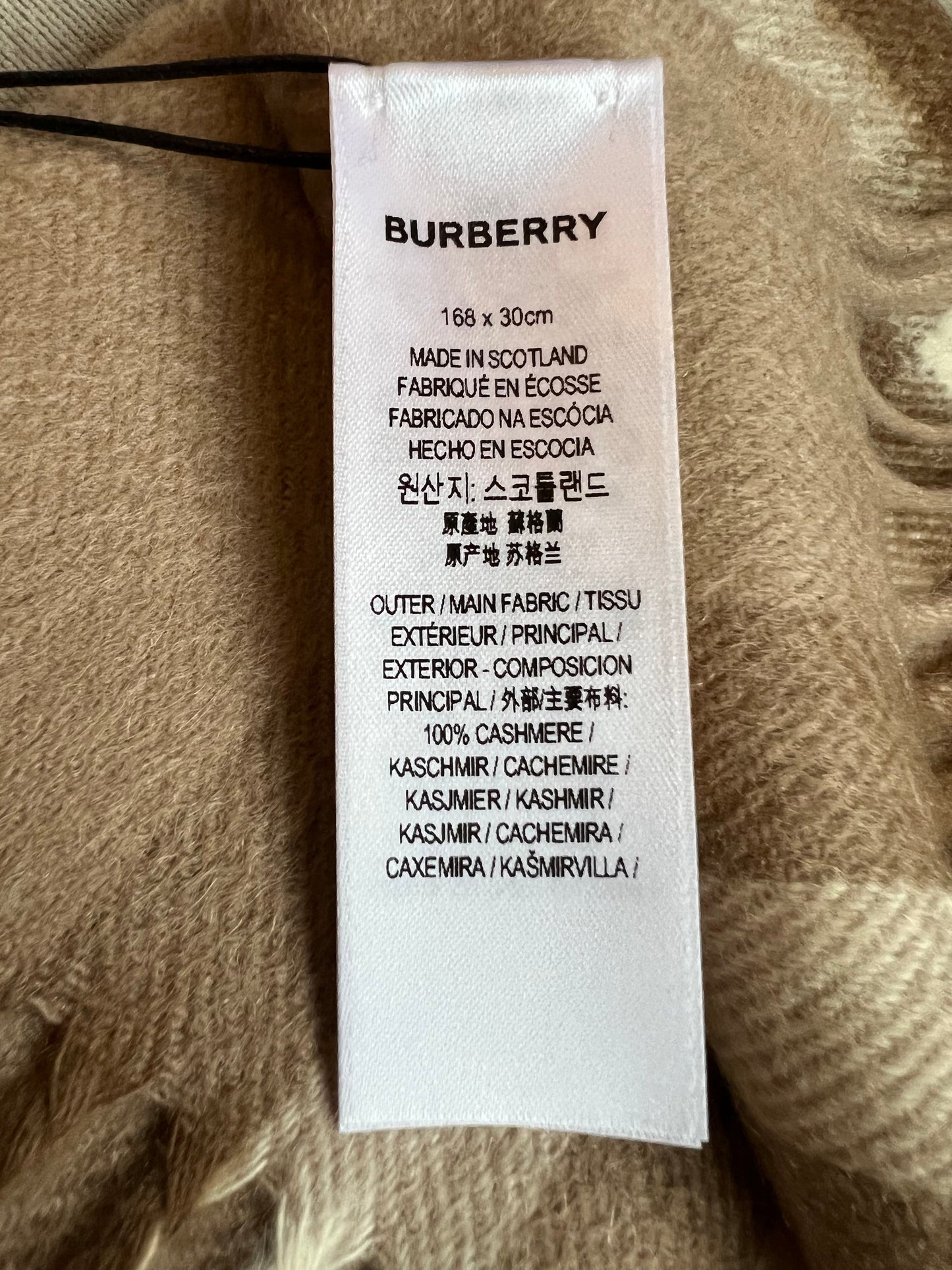 Burberry Classic Check Warm Taupe Cashmere Scarf (RRP £420)