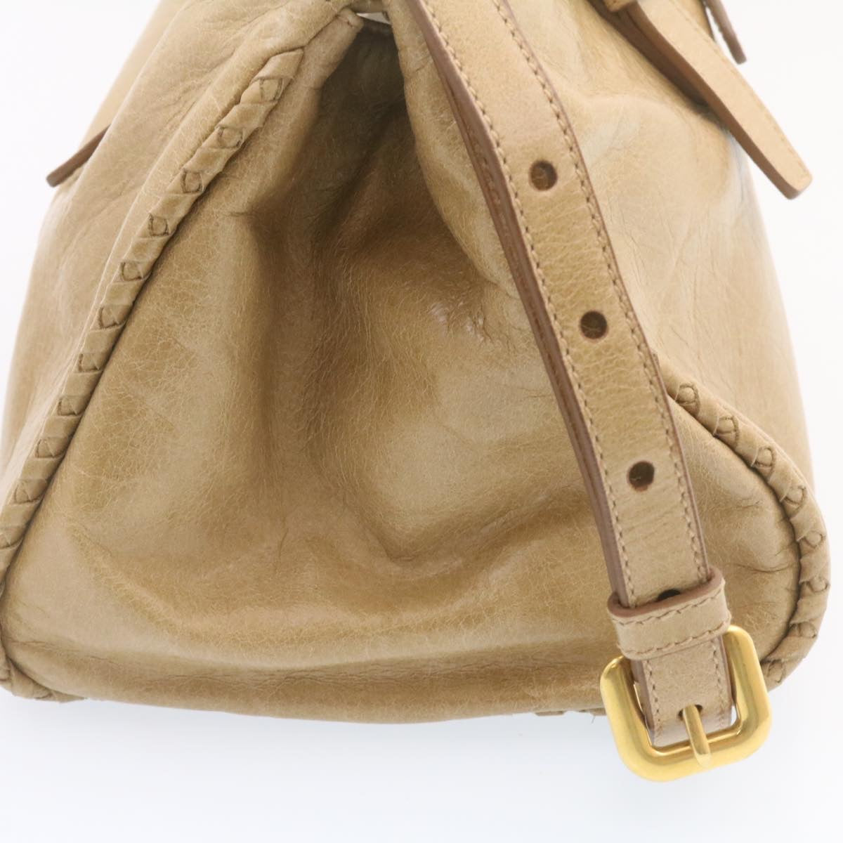 Prada Hand Bag Leather 2Way Beige jk135