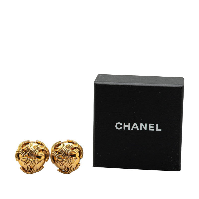 Chanel Gold Plated Coco Mark Mizuhiki Motif Earrings 94A