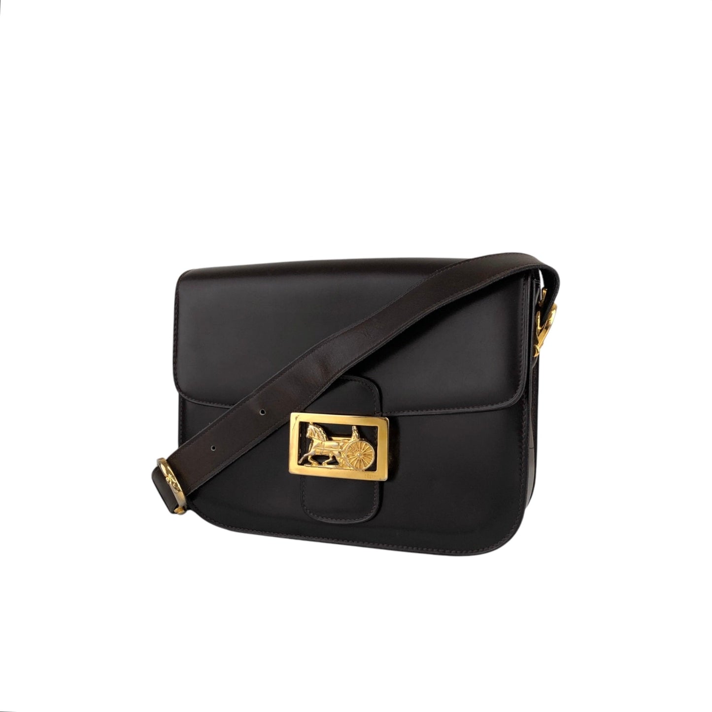 CELINE Horse Carriage Shoulder bag Brown Vintage 8ewcxg