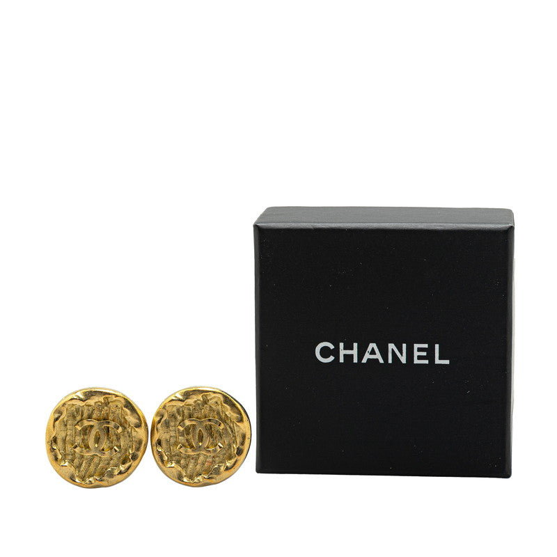 Chanel Gold Plated Coco Mark Round Earrings 95P