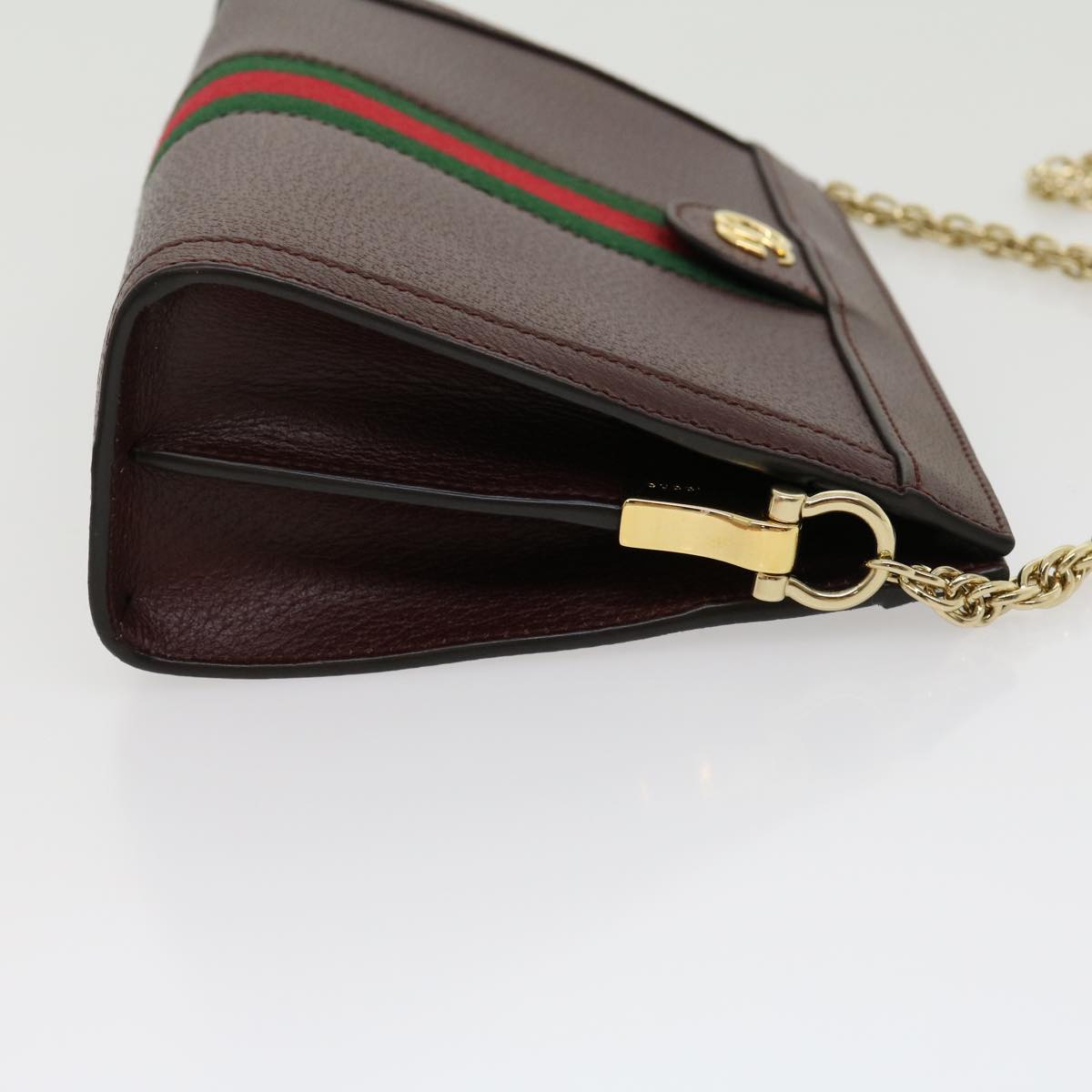 GUCCI Marmont WebSherry Line Shoulder Bag Leather Red 503877493075 Auth lt580