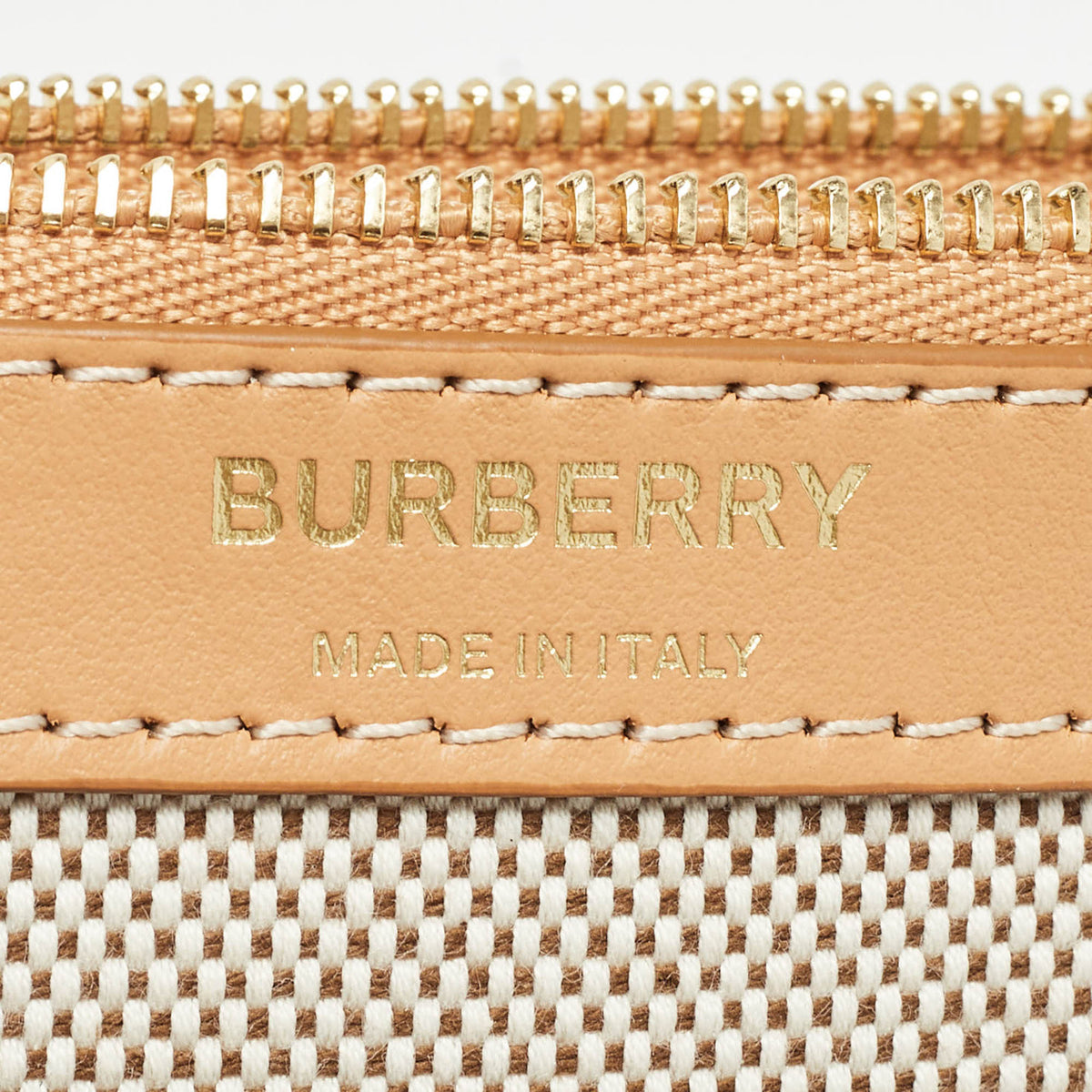 BURBERRY Beige/Tan Canvas and Leather Wristlet Pouch
