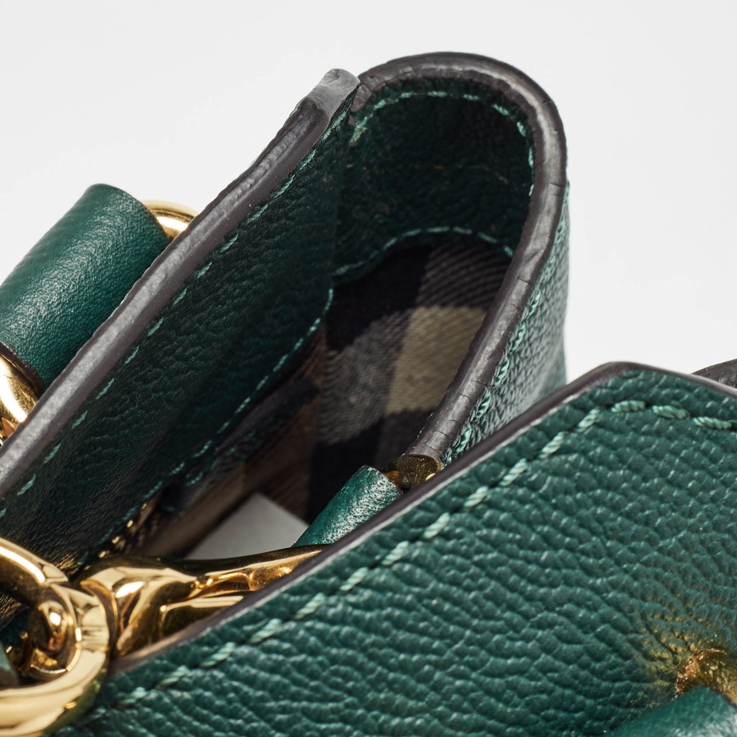BURBERRY Green Leather Buckle Tote