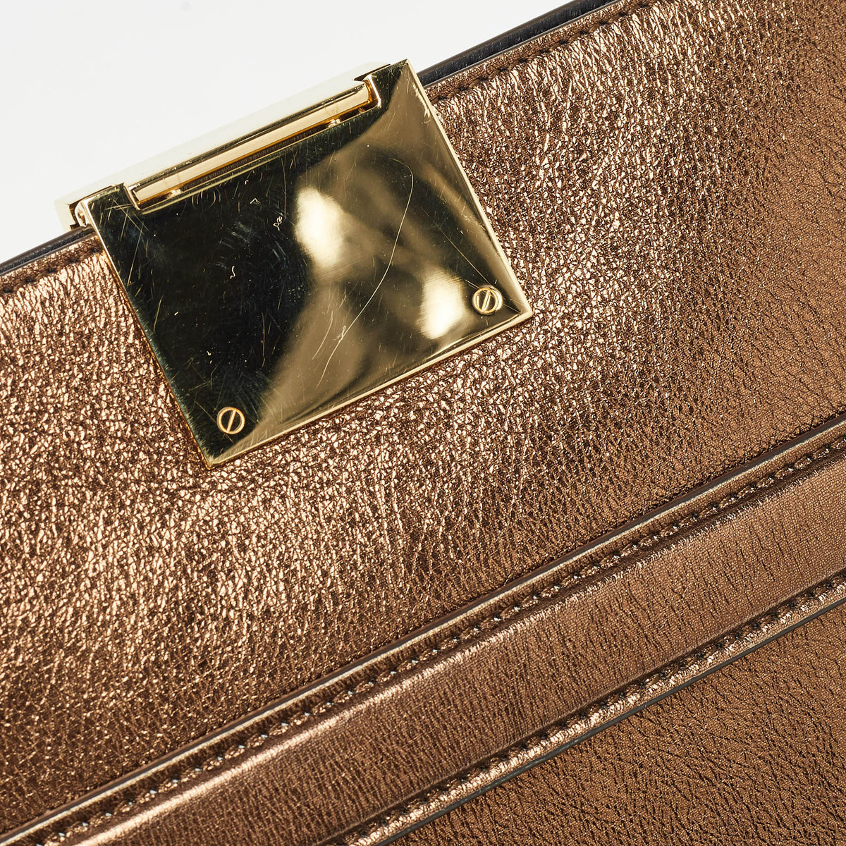BURBERRY Bronze Leather Studded Olympia Clutch