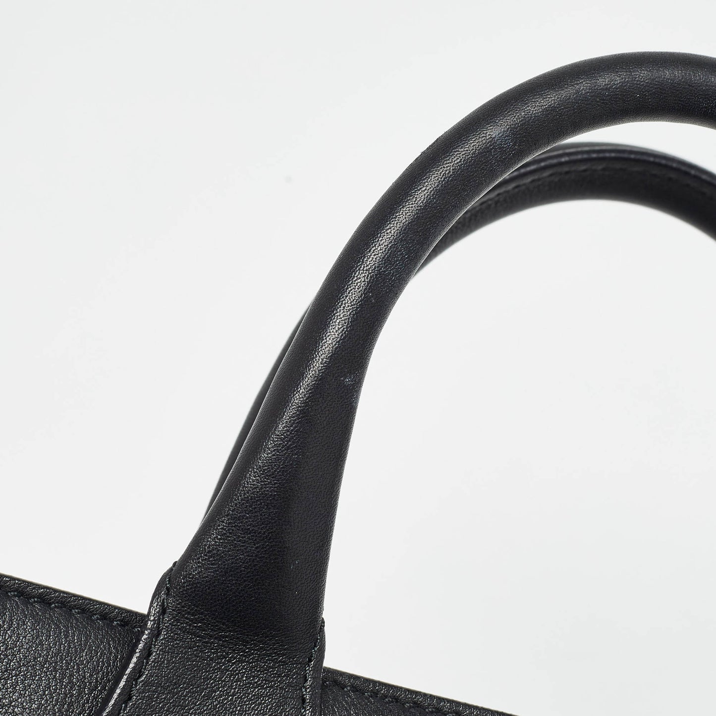 BURBERRY Black/Beige Leather and House Check Canvas Small Banner Tote