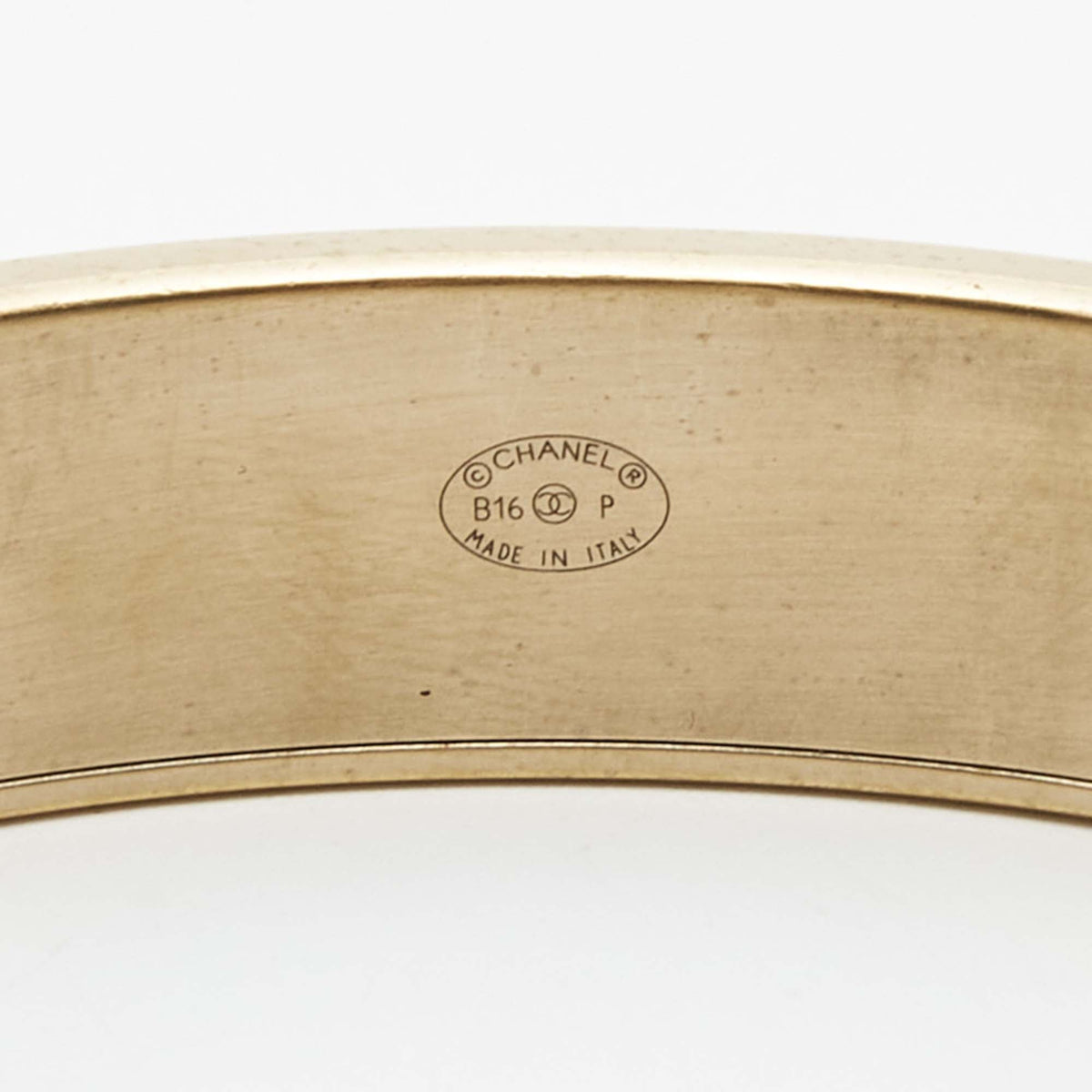 Chanel CC Composite Gold Tone Bangle Bracelet