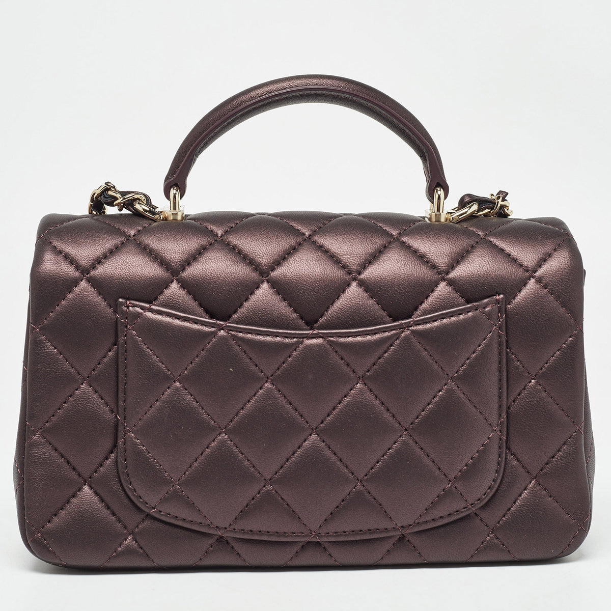 Chanel Burgundy Iridescent Quilted Leather Mini Rectangular New Top Handle Bag