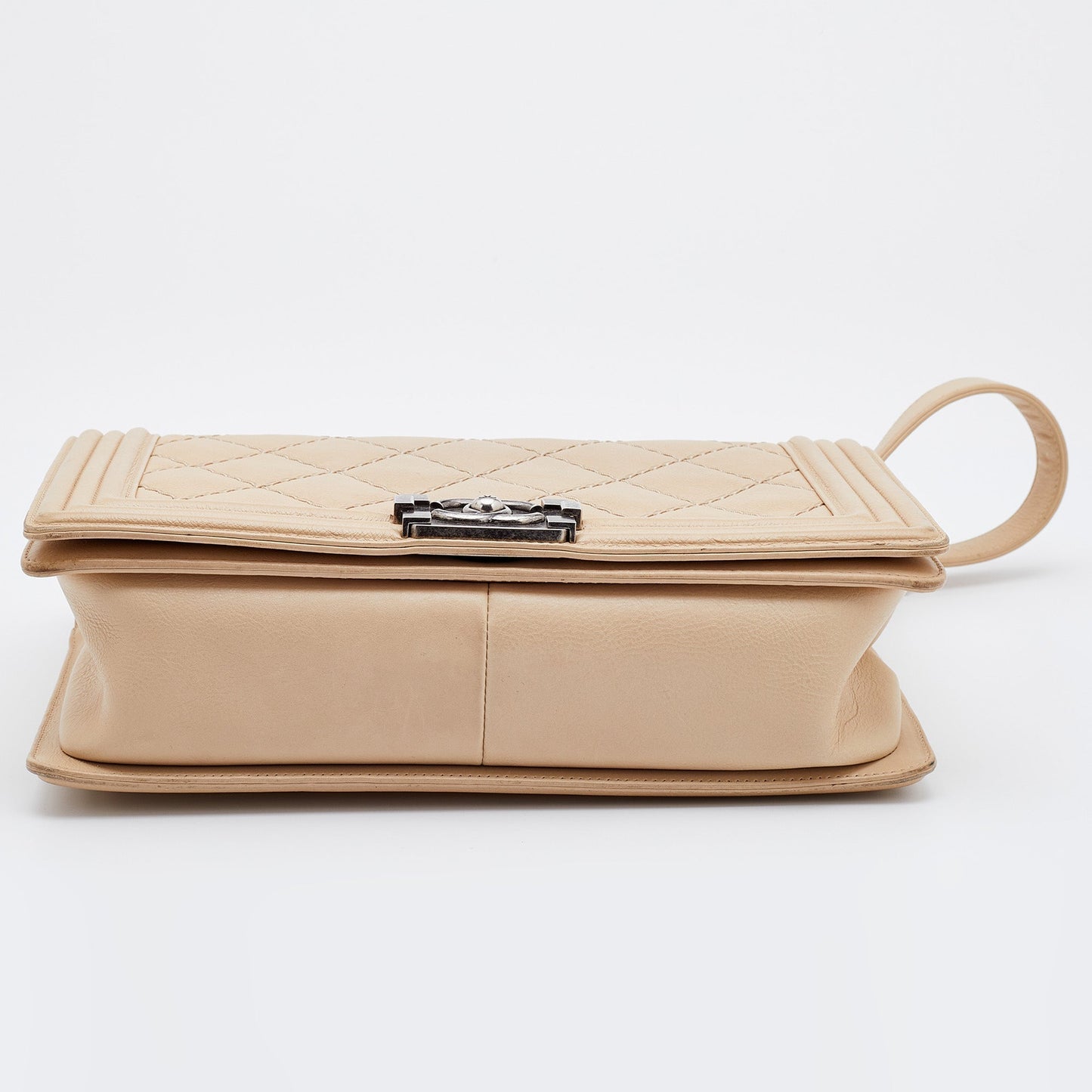 Chanel Beige Quilted Leather New Medium Wild Stitch Boy Bag