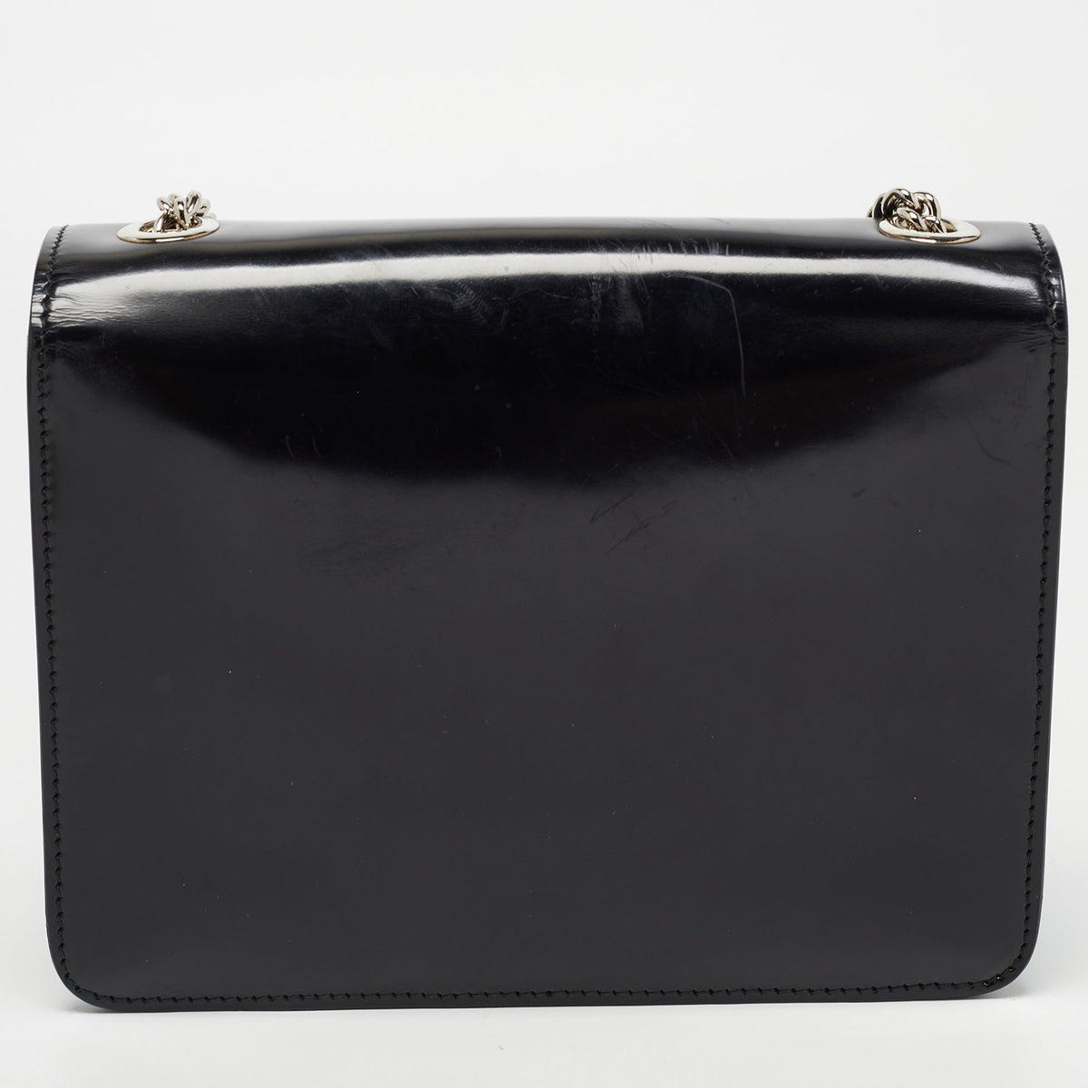 Gucci Black Patent Leather Small Interlocking G Shoulder Bag