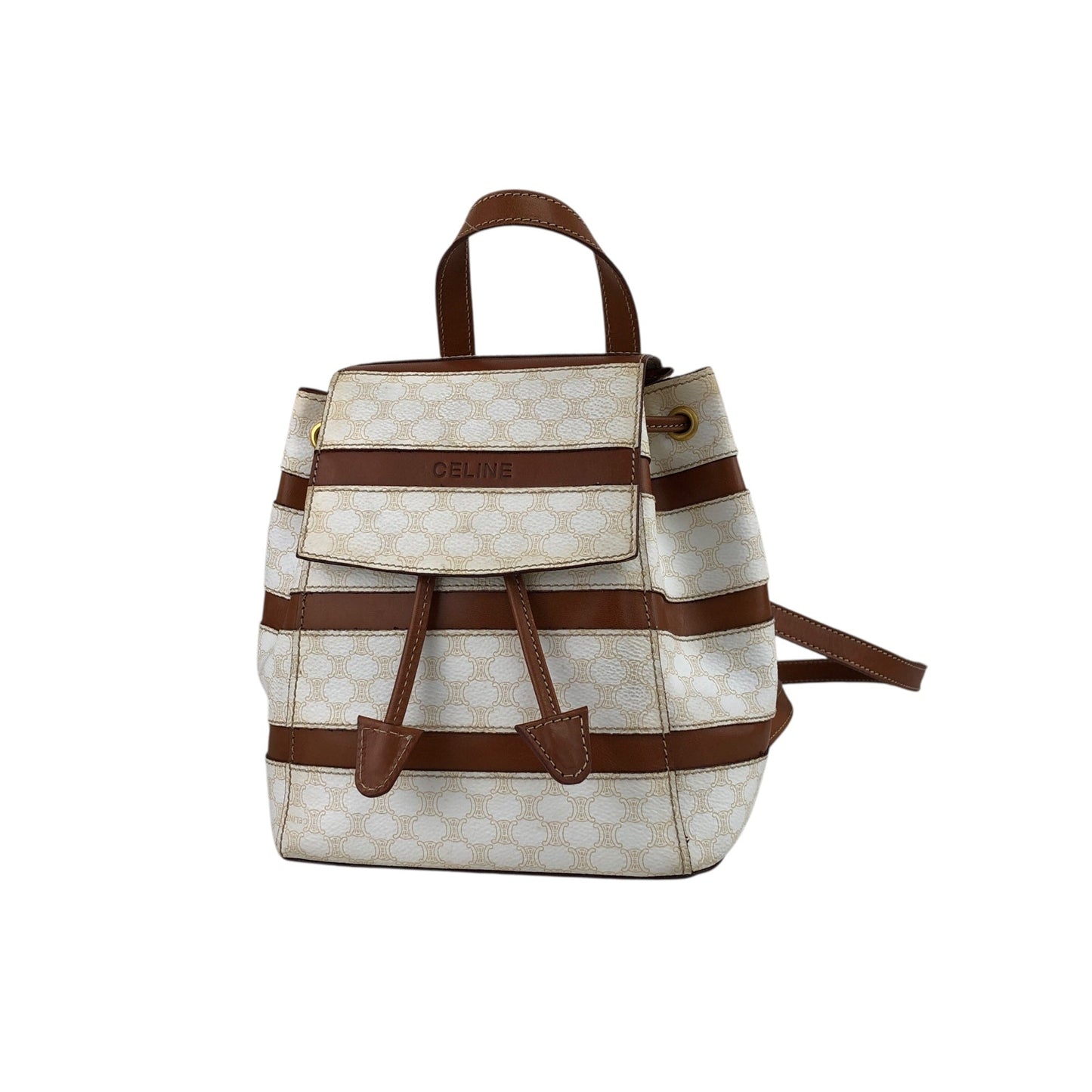 CELINE Macadam Logo Backpack White Vintage zpxaay