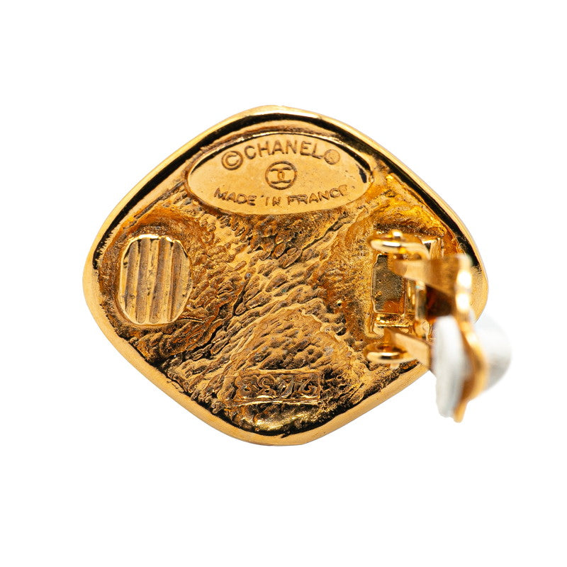 Chanel Gold Plated Matelassé Rhombus Earrings