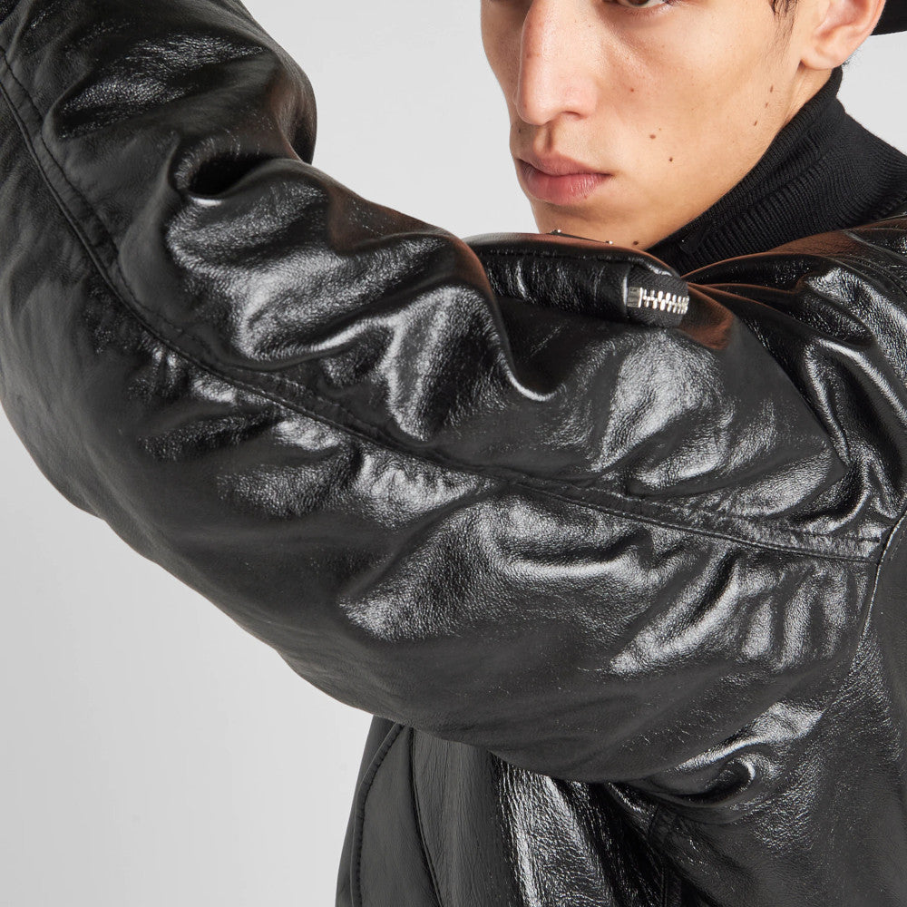 Nappa leather bomber jacket