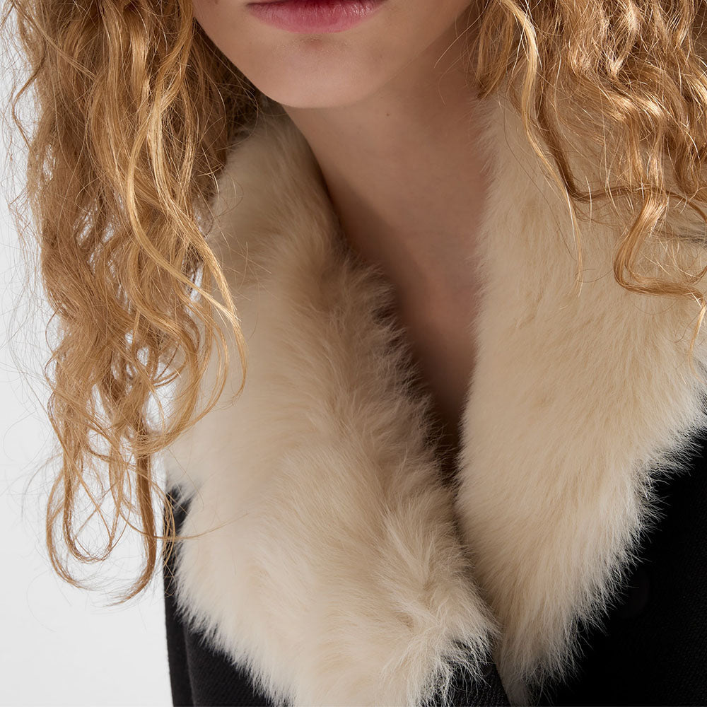 Double-breasted granité twill caban jacket