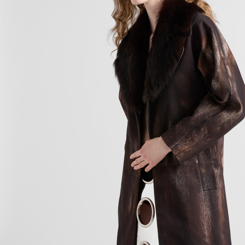 Single-breasted printed drill coat