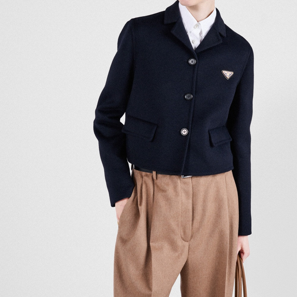 Embroidered single-breasted cashgora jacket