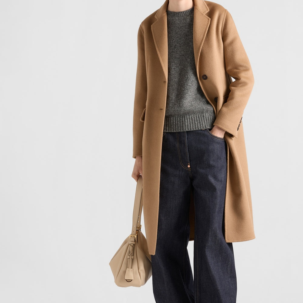 Single-breasted cashgora coat