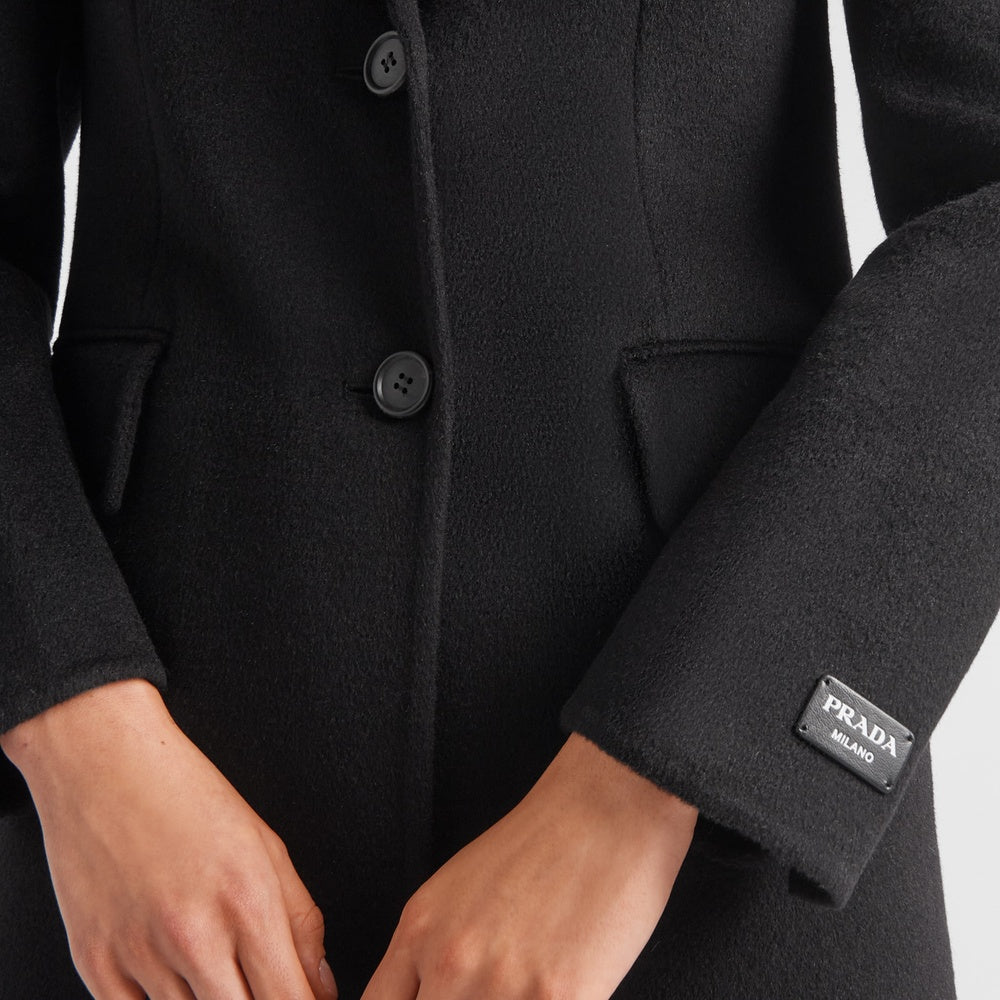 Single-breasted cashgora coat