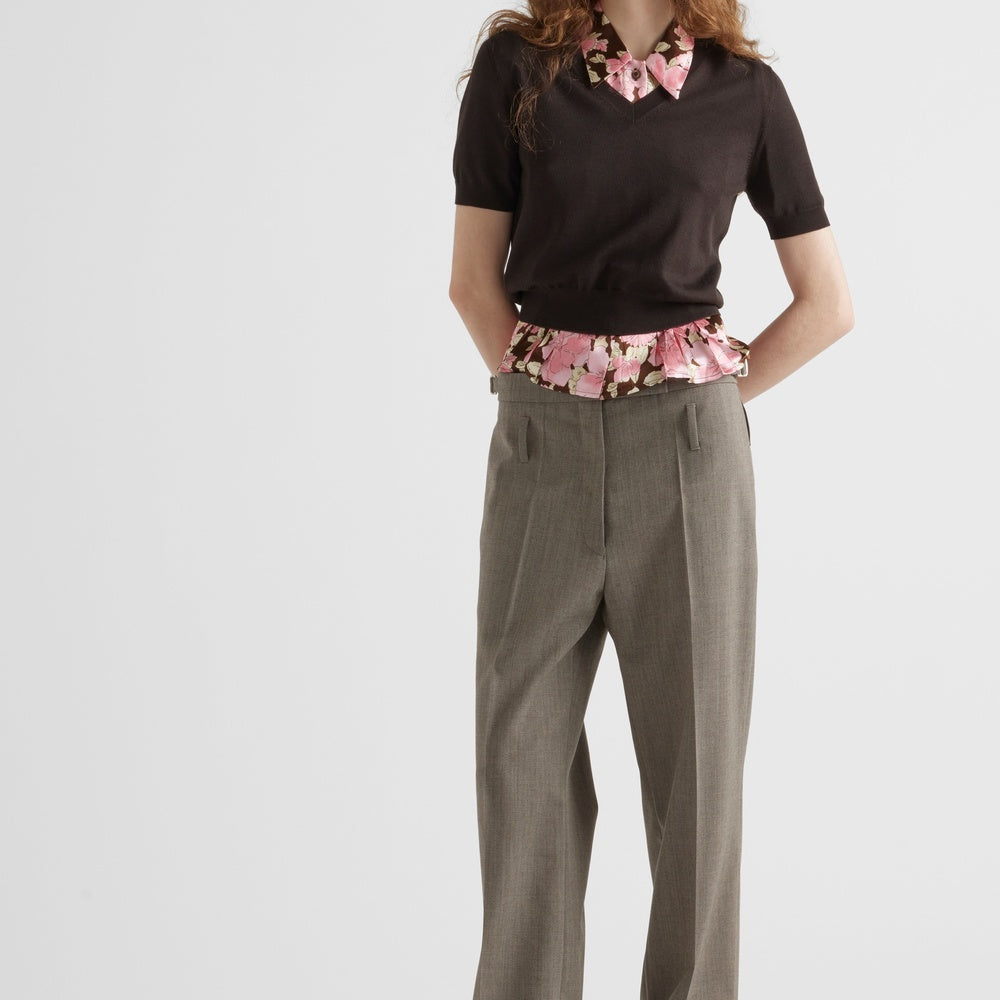 Technical wool pants with belt
