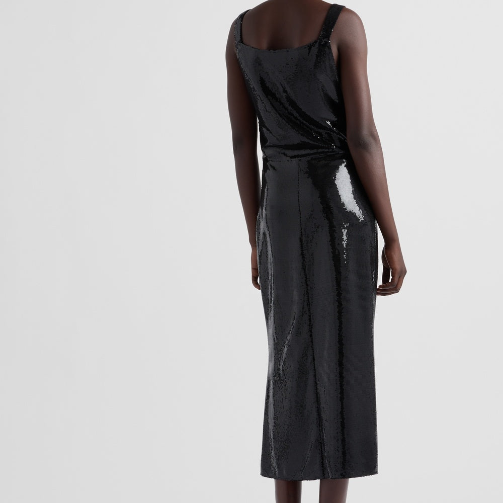 Sequined jersey satin dress