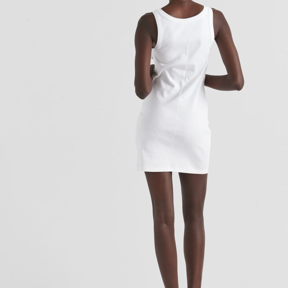 Embroidered ribbed jersey dress