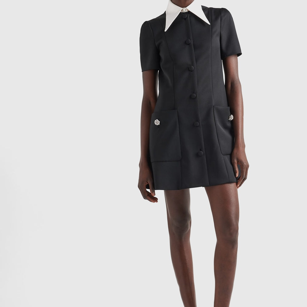 Satin wool mini-dress