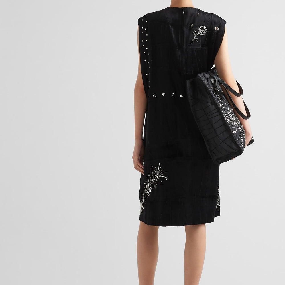 Embroidered velvet dress