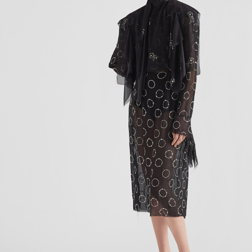 Embroidered georgette dress