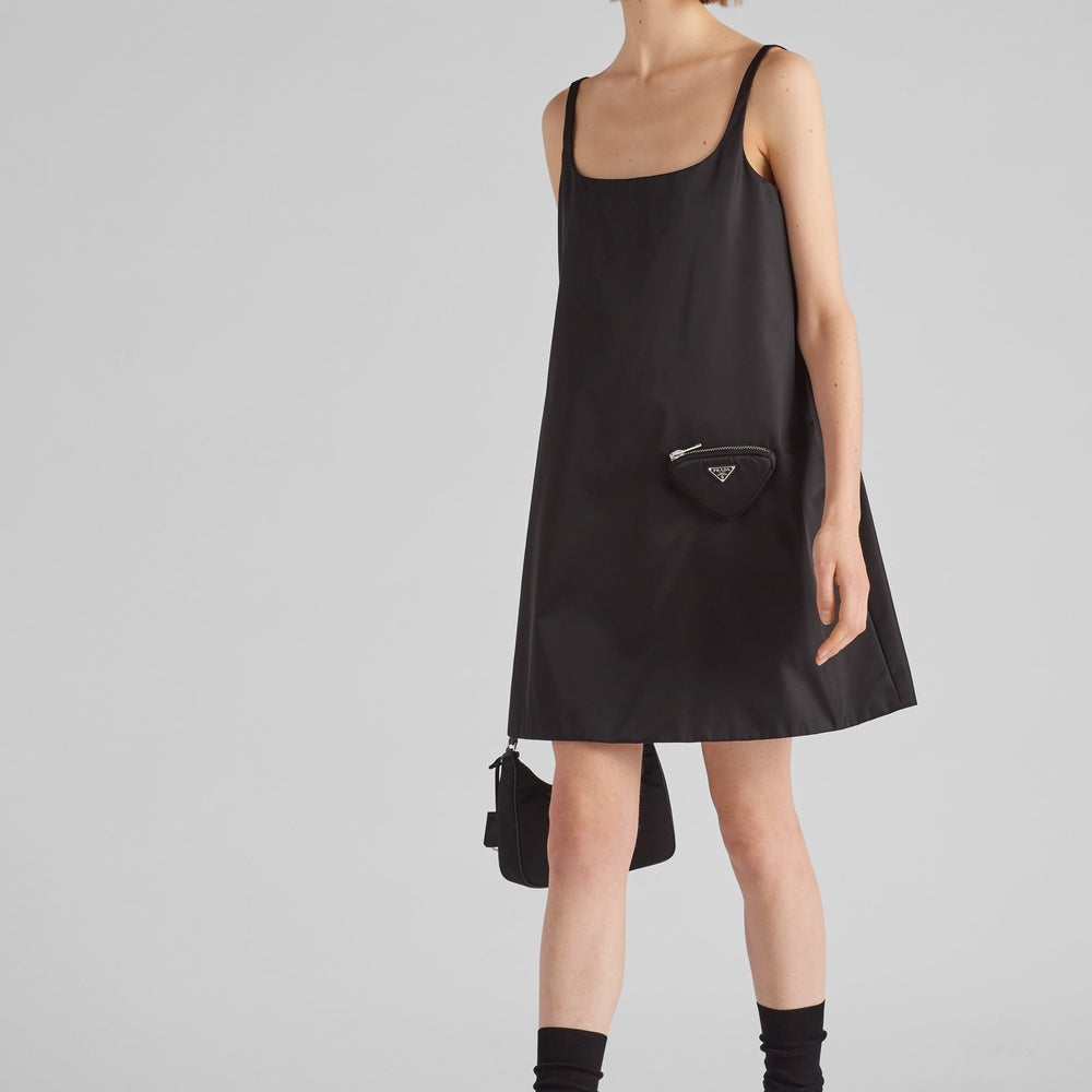 Re-Nylon sleeveless dress with pouch