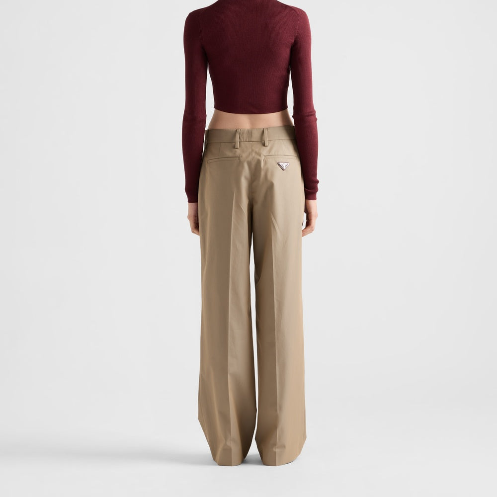 Cropped silk sweater with logo
