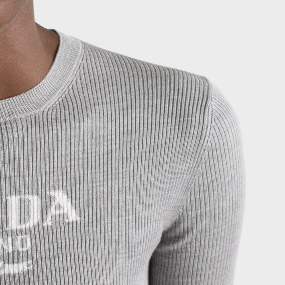 Silk crew-neck sweater with logo
