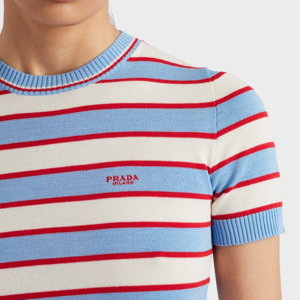 Striped crew-neck cotton sweater