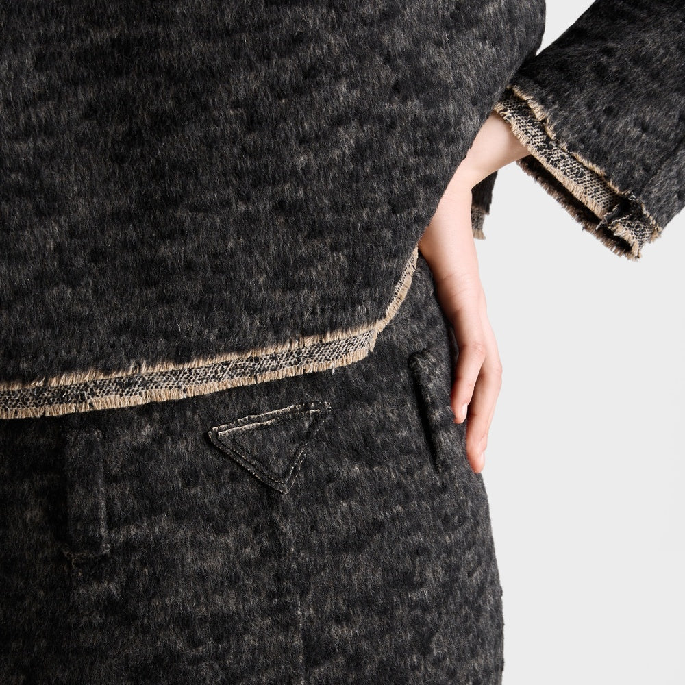 Double tweed midi-skirt