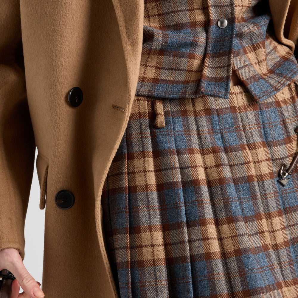 Checked wool twill miniskirt