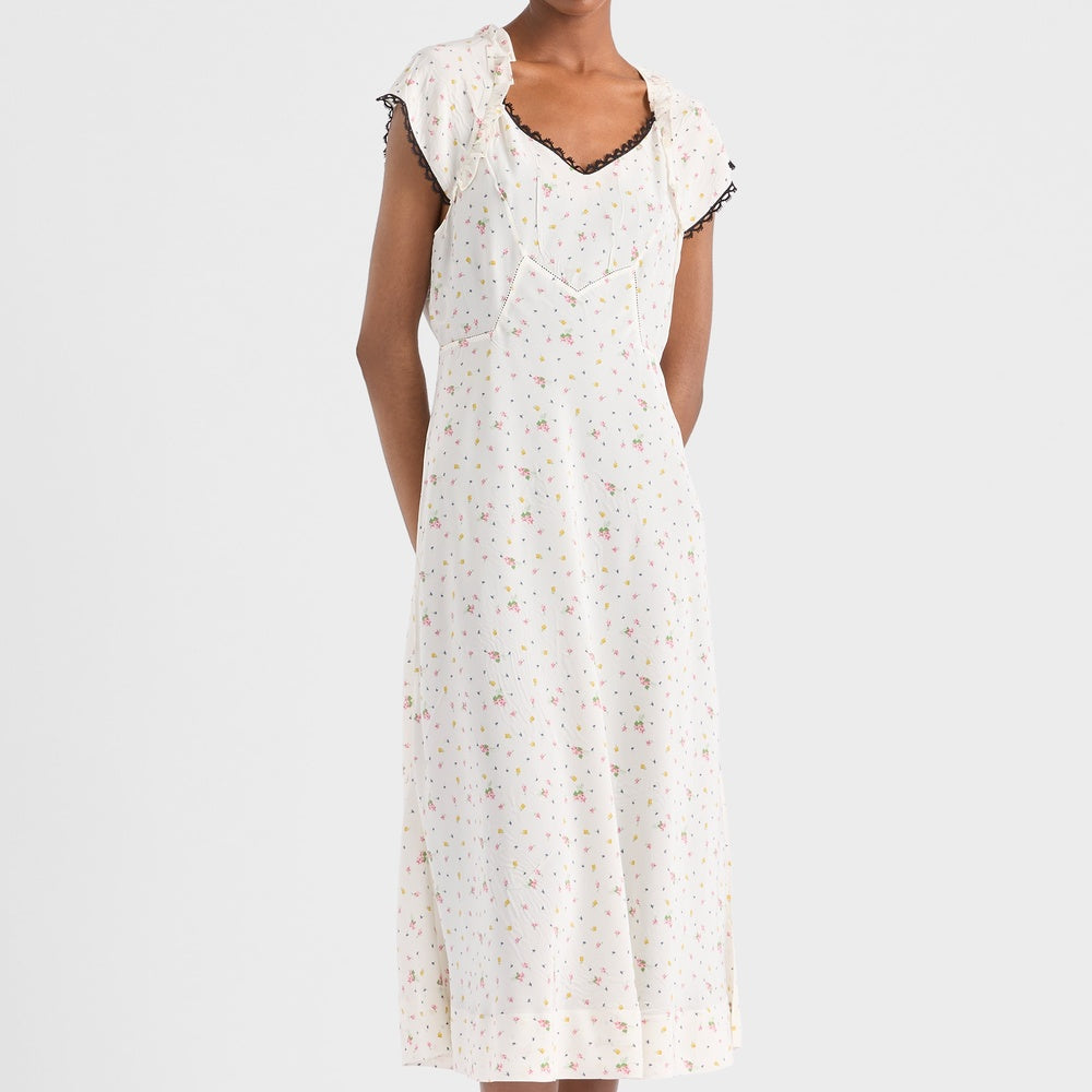Floral print pongé dress