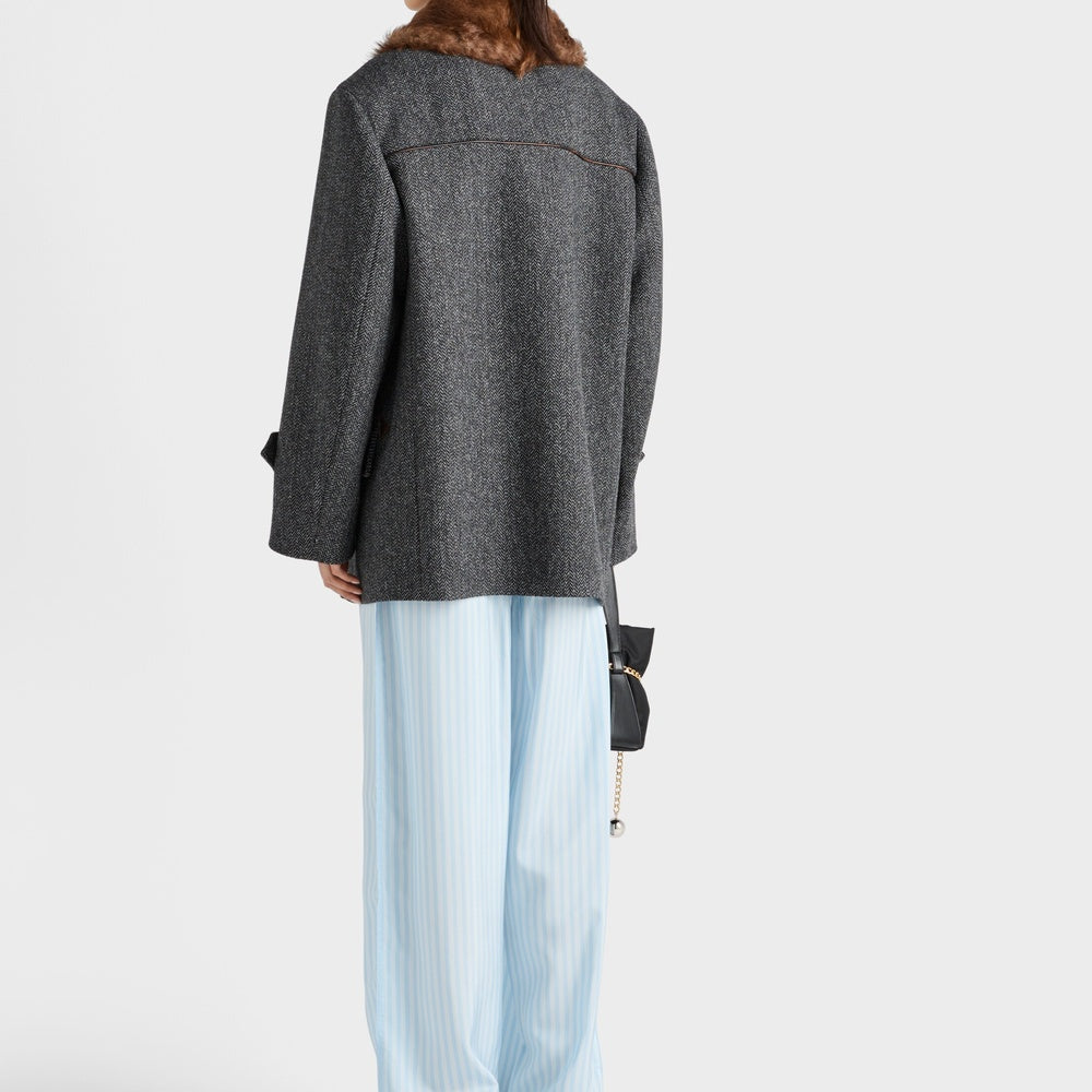 Striped silk pongé pants