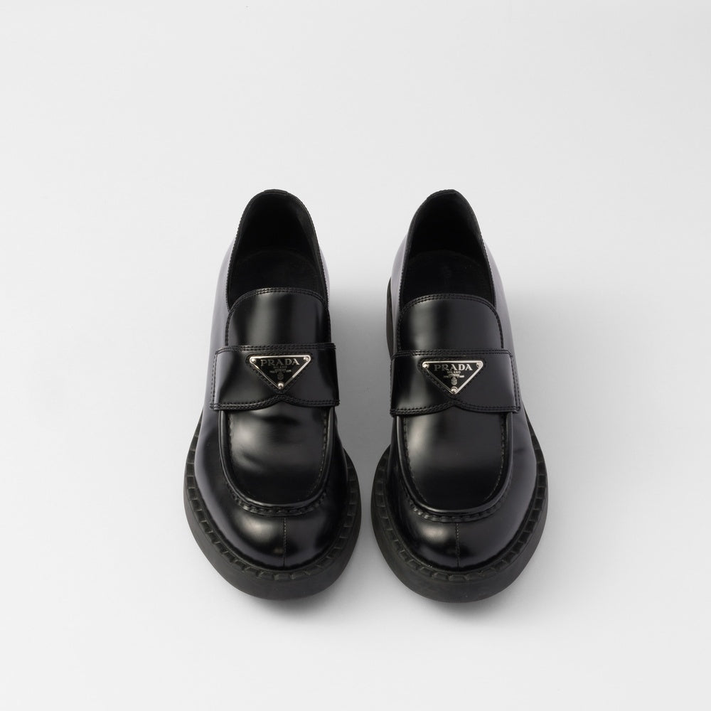 Chocolate brushed leather loafers