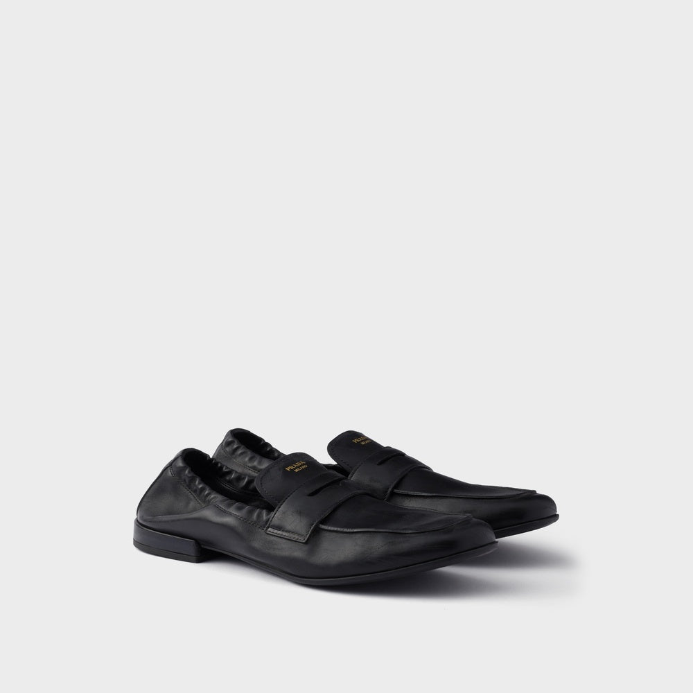 Shuffle antiqued leather loafers