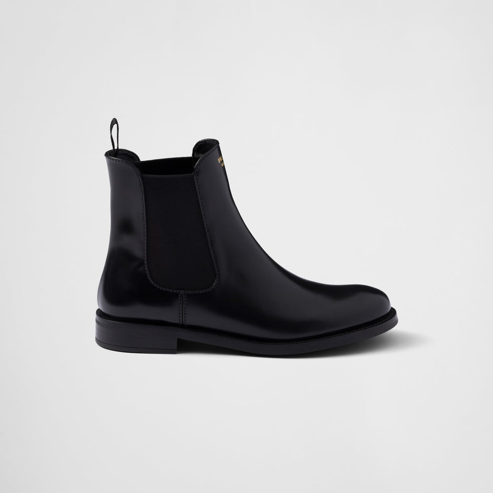 Brushed leather ankle boots