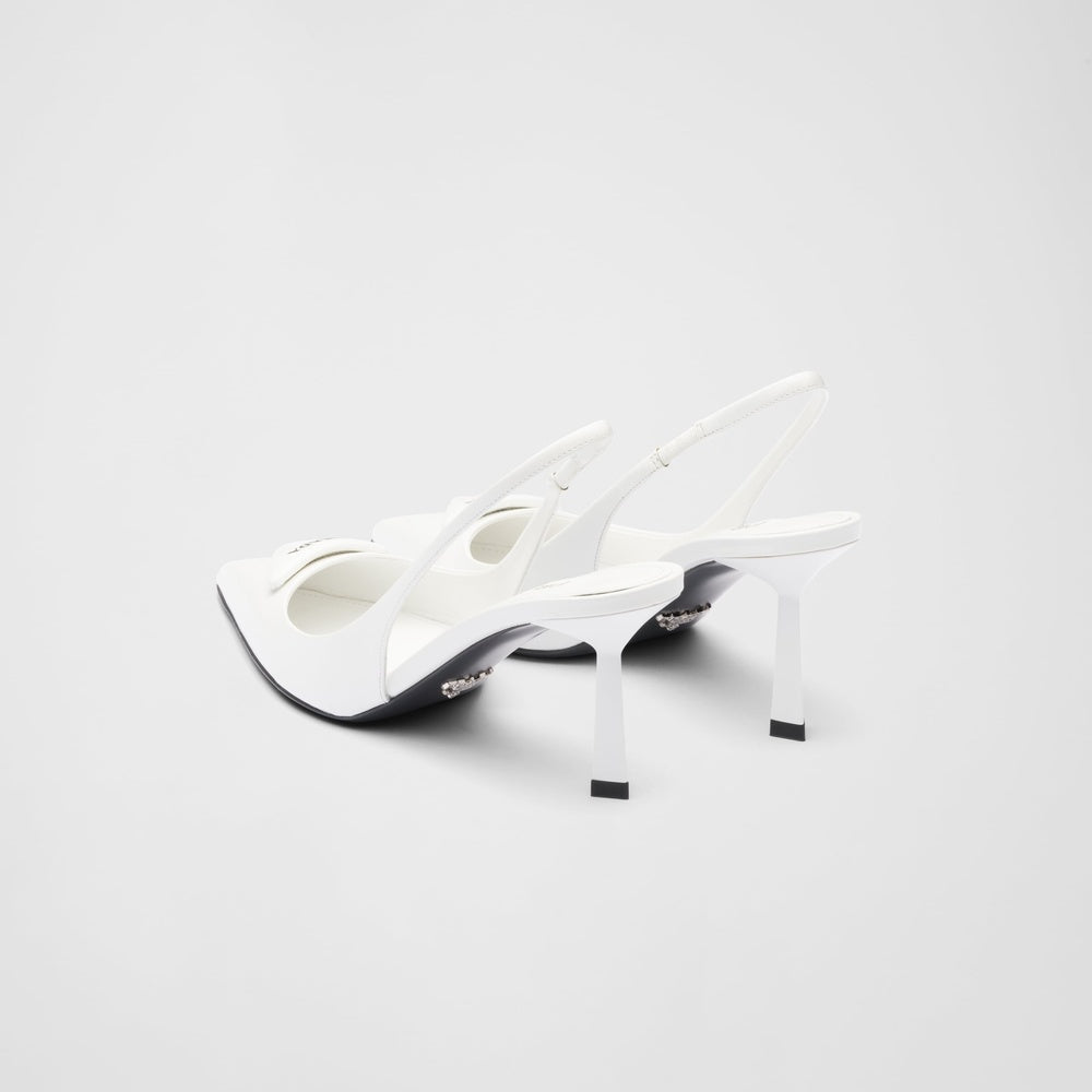 Brushed leather slingback pumps