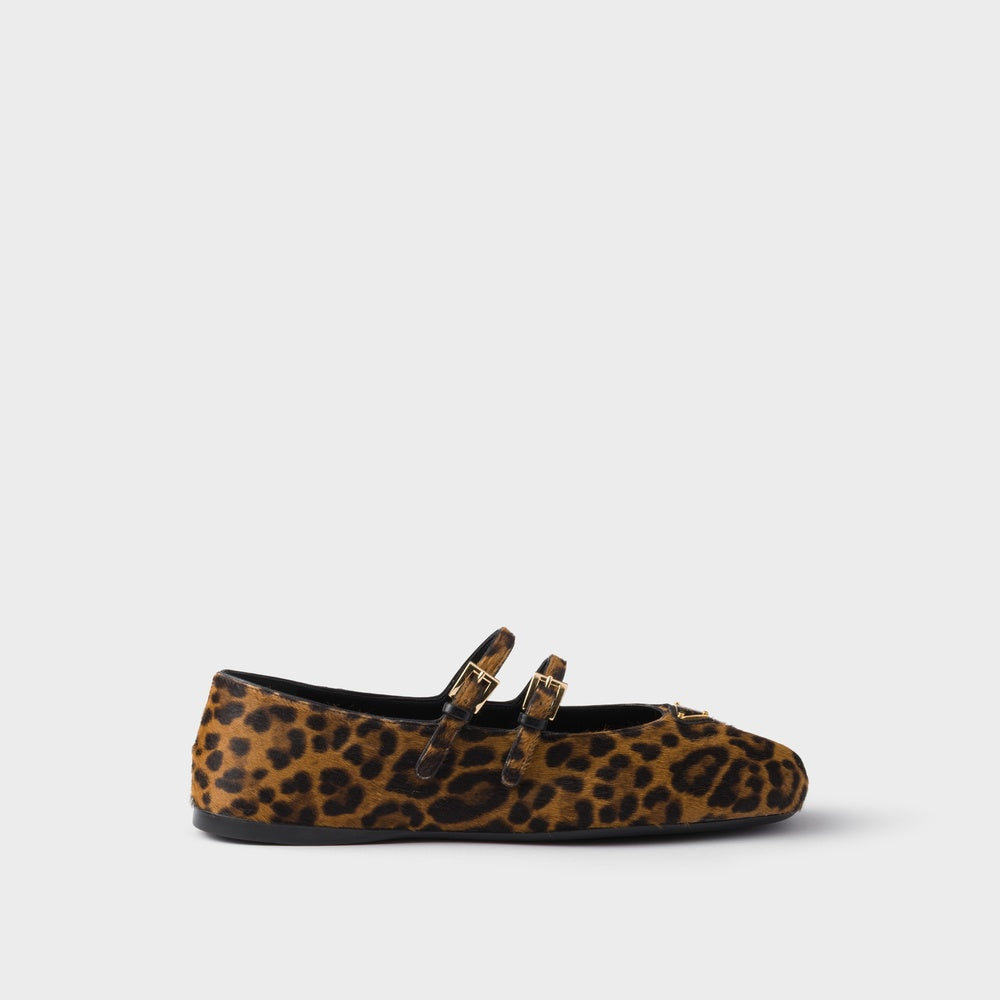 Printed leather ballerinas