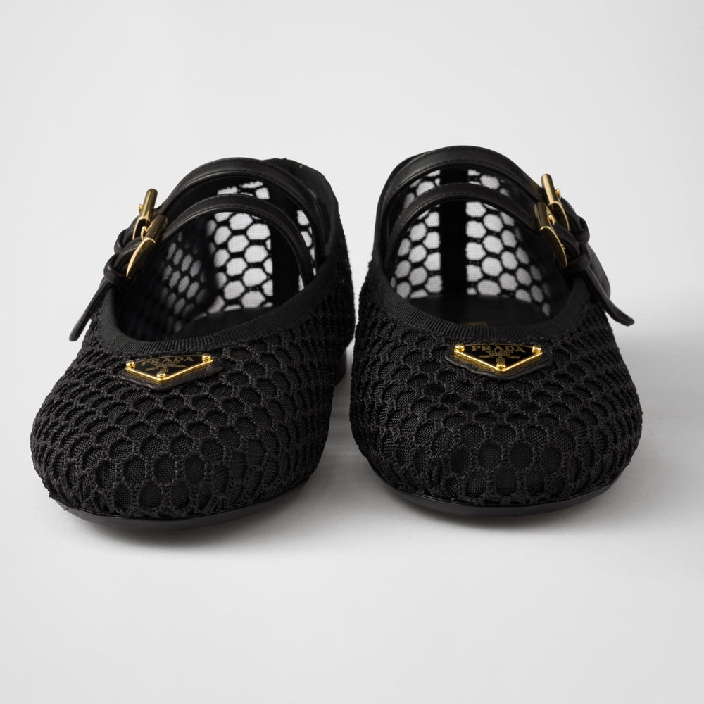 Mesh fabric ballerinas